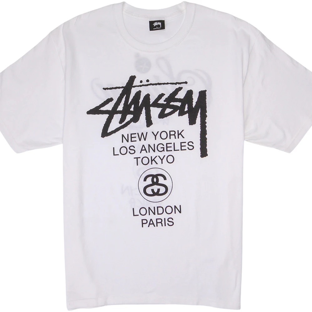 ๐ Authentic Stussy World Tour White Tee - unisex - L - Picture 7 of 17